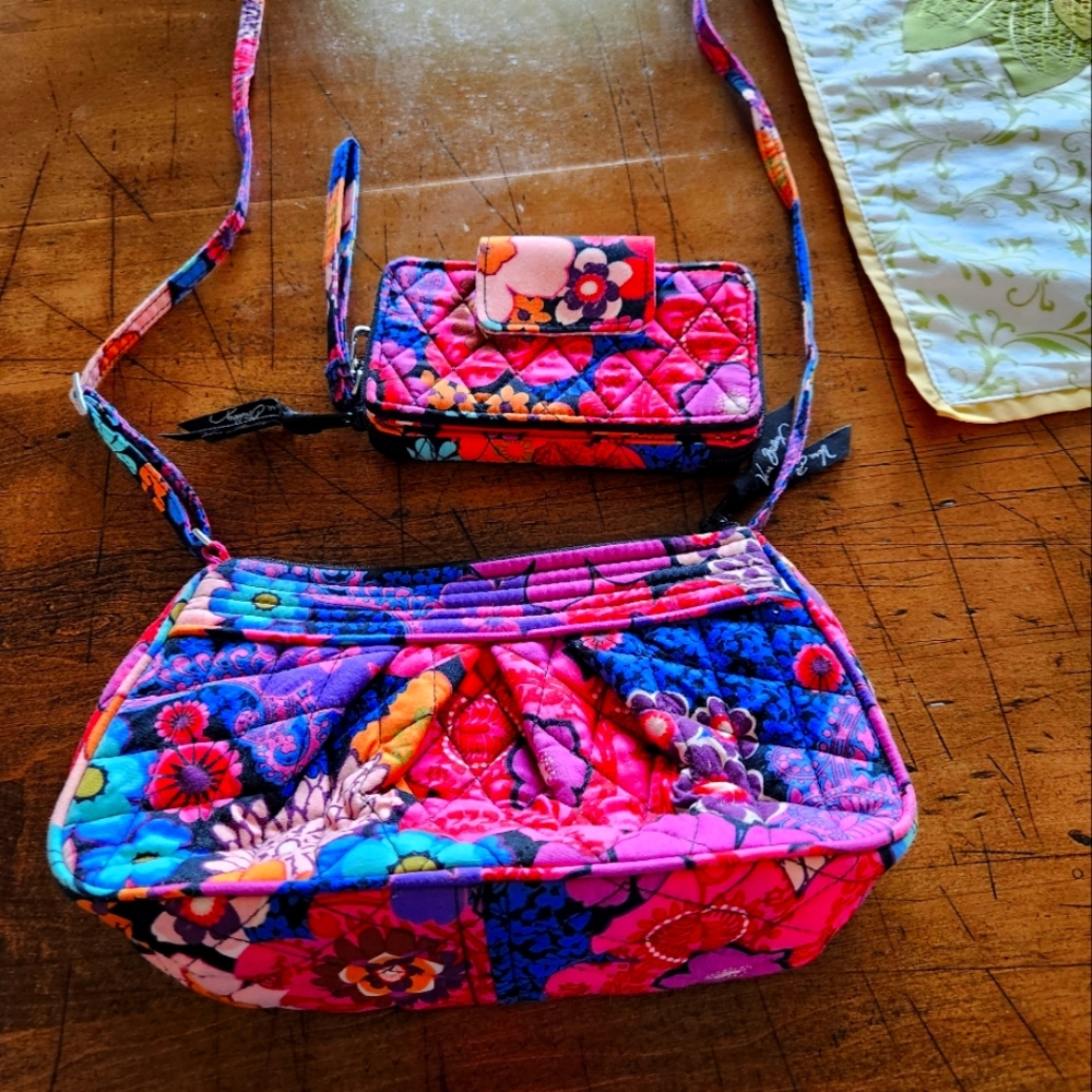 Vera Bradley small cross body purse with small wristlet wallet to match.